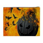 Halloween Pumpkin Bat Ghost Orange Black Smile Cosmetic Bag (XL) Back