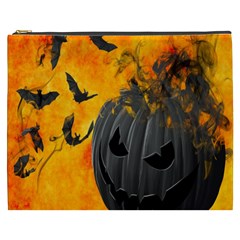 Halloween Pumpkin Bat Ghost Orange Black Smile Cosmetic Bag (xxxl)  by Alisyart