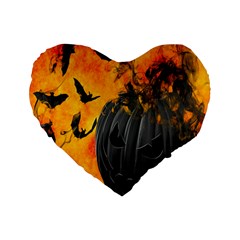 Halloween Pumpkin Bat Ghost Orange Black Smile Standard 16  Premium Heart Shape Cushions by Alisyart