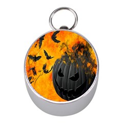 Halloween Pumpkin Bat Ghost Orange Black Smile Mini Silver Compasses