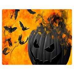 Halloween Pumpkin Bat Ghost Orange Black Smile Double Sided Flano Blanket (medium)  by Alisyart