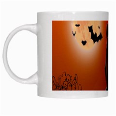 Halloween Sinister Night Moon Bats White Mugs