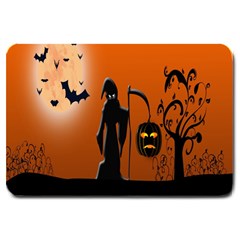 Halloween Sinister Night Moon Bats Large Doormat  by Alisyart