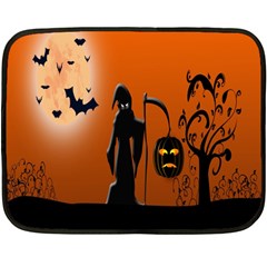 Halloween Sinister Night Moon Bats Fleece Blanket (mini) by Alisyart