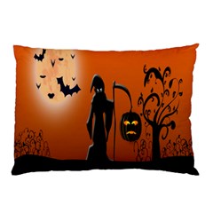 Halloween Sinister Night Moon Bats Pillow Case (two Sides)