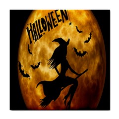 Halloween Wicked Witch Bat Moon Night Tile Coasters