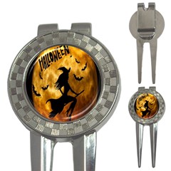 Halloween Wicked Witch Bat Moon Night 3-in-1 Golf Divots