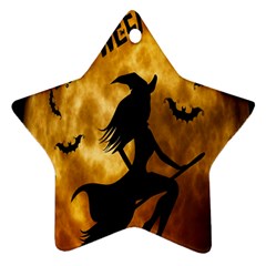 Halloween Wicked Witch Bat Moon Night Star Ornament (Two Sides)