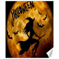 Halloween Wicked Witch Bat Moon Night Canvas 8  x 10 