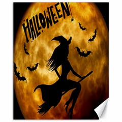 Halloween Wicked Witch Bat Moon Night Canvas 11  x 14  