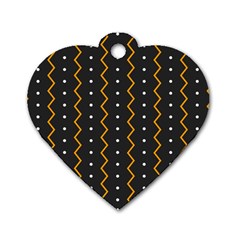 Halloween Zigzag Vintage Chevron Ornamental Cute Polka Dots Dog Tag Heart (two Sides)