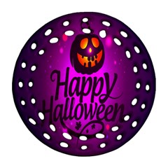 Happy Ghost Halloween Round Filigree Ornament (two Sides)