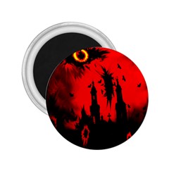 Big Eye Fire Black Red Night Crow Bird Ghost Halloween 2 25  Magnets