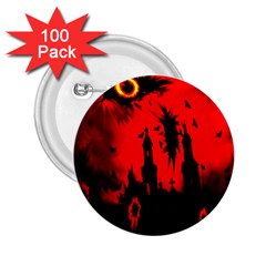 Big Eye Fire Black Red Night Crow Bird Ghost Halloween 2 25  Buttons (100 Pack) 