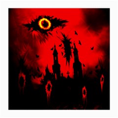 Big Eye Fire Black Red Night Crow Bird Ghost Halloween Medium Glasses Cloth (2-side) by Alisyart