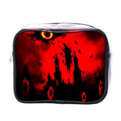 Big Eye Fire Black Red Night Crow Bird Ghost Halloween Mini Toiletries Bags