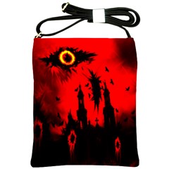 Big Eye Fire Black Red Night Crow Bird Ghost Halloween Shoulder Sling Bags