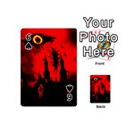 Big Eye Fire Black Red Night Crow Bird Ghost Halloween Playing Cards 54 (Mini)  Front - Spade6