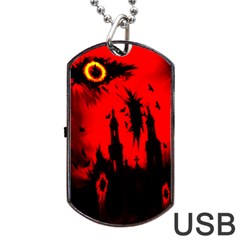 Big Eye Fire Black Red Night Crow Bird Ghost Halloween Dog Tag Usb Flash (one Side)