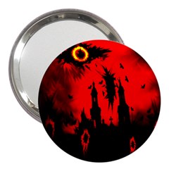 Big Eye Fire Black Red Night Crow Bird Ghost Halloween 3  Handbag Mirrors