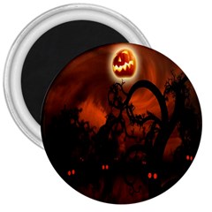 Halloween Pumpkins Tree Night Black Eye Jungle Moon 3  Magnets by Alisyart