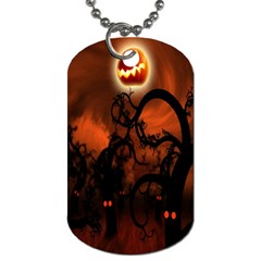Halloween Pumpkins Tree Night Black Eye Jungle Moon Dog Tag (one Side) by Alisyart