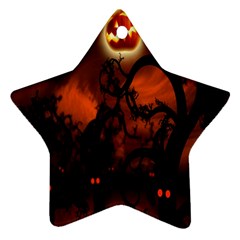 Halloween Pumpkins Tree Night Black Eye Jungle Moon Star Ornament (two Sides)