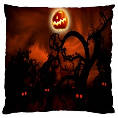 Halloween Pumpkins Tree Night Black Eye Jungle Moon Large Flano Cushion Case (one Side) by Alisyart