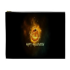 Happy Halloween Pumpkins Face Smile Face Ghost Night Cosmetic Bag (XL)