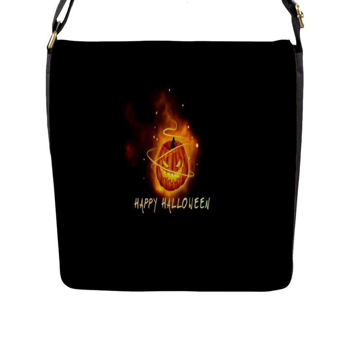 Happy Halloween Pumpkins Face Smile Face Ghost Night Flap Messenger Bag (L) 