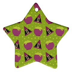 Hat Formula Purple Green Polka Dots Ornament (star) by Alisyart