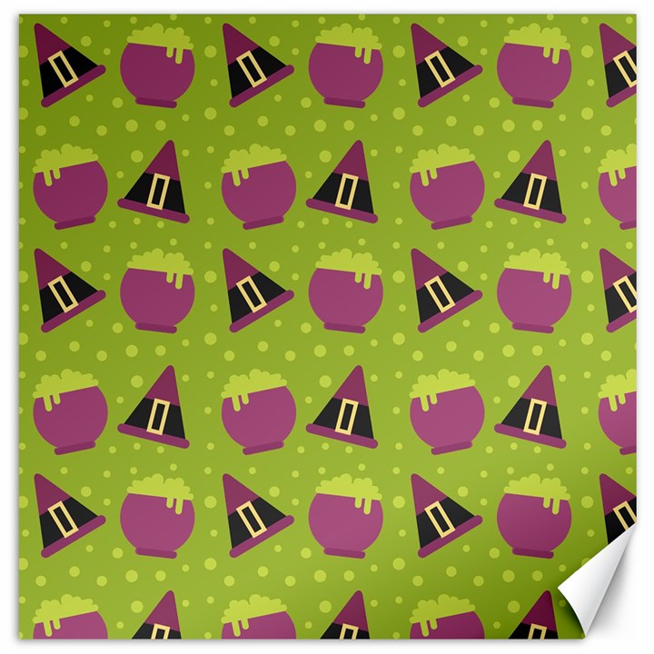 Hat Formula Purple Green Polka Dots Canvas 16  x 16  