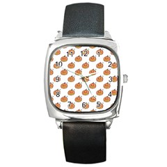 Face Mask Ghost Halloween Pumpkin Pattern Square Metal Watch by Alisyart