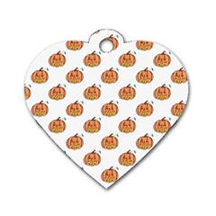 Face Mask Ghost Halloween Pumpkin Pattern Dog Tag Heart (two Sides)