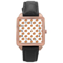 Face Mask Ghost Halloween Pumpkin Pattern Rose Gold Leather Watch  by Alisyart