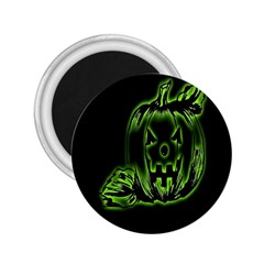 Pumpkin Black Halloween Neon Green Face Mask Smile 2 25  Magnets