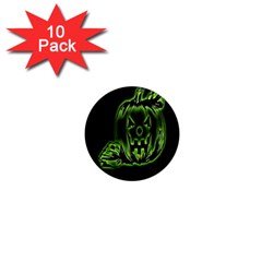 Pumpkin Black Halloween Neon Green Face Mask Smile 1  Mini Magnet (10 Pack)  by Alisyart