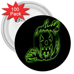 Pumpkin Black Halloween Neon Green Face Mask Smile 3  Buttons (100 Pack) 
