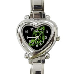 Pumpkin Black Halloween Neon Green Face Mask Smile Heart Italian Charm Watch by Alisyart