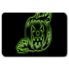 Pumpkin Black Halloween Neon Green Face Mask Smile Large Doormat  by Alisyart