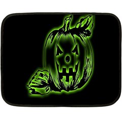 Pumpkin Black Halloween Neon Green Face Mask Smile Fleece Blanket (mini)