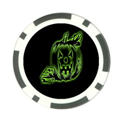 Pumpkin Black Halloween Neon Green Face Mask Smile Poker Chip Card Guard (10 Pack)