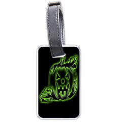 Pumpkin Black Halloween Neon Green Face Mask Smile Luggage Tags (one Side) 