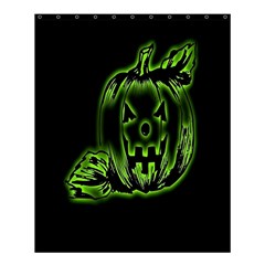 Pumpkin Black Halloween Neon Green Face Mask Smile Shower Curtain 60  X 72  (medium)  by Alisyart