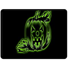 Pumpkin Black Halloween Neon Green Face Mask Smile Double Sided Fleece Blanket (large) 