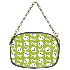 Skull Bone Mask Face White Green Chain Purses (two Sides) 