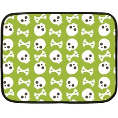 Skull Bone Mask Face White Green Double Sided Fleece Blanket (mini) 