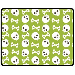 Skull Bone Mask Face White Green Fleece Blanket (medium) 