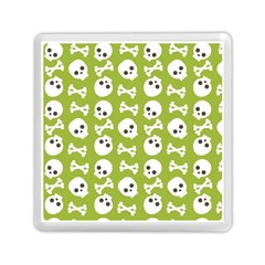 Skull Bone Mask Face White Green Memory Card Reader (square) 