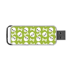 Skull Bone Mask Face White Green Portable Usb Flash (one Side) by Alisyart